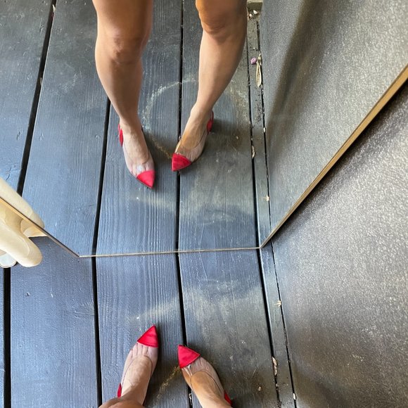 CREATURES OF COMFORT Gloria Red Clear Low Block Heels, Size 36 - Picture 12 of 16